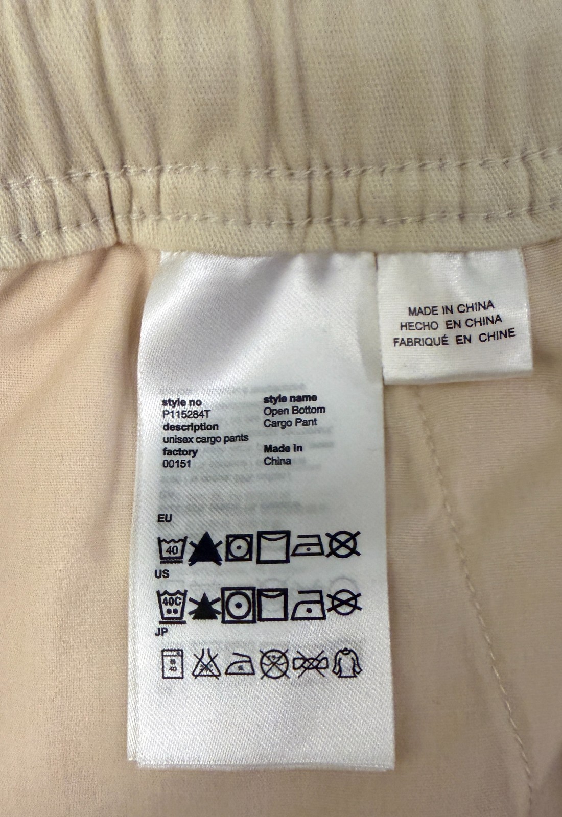 WeSC Open Bottom Cargo Pants Unisex Chino Style-Men L/Women XL-Pale Yellow-NWT