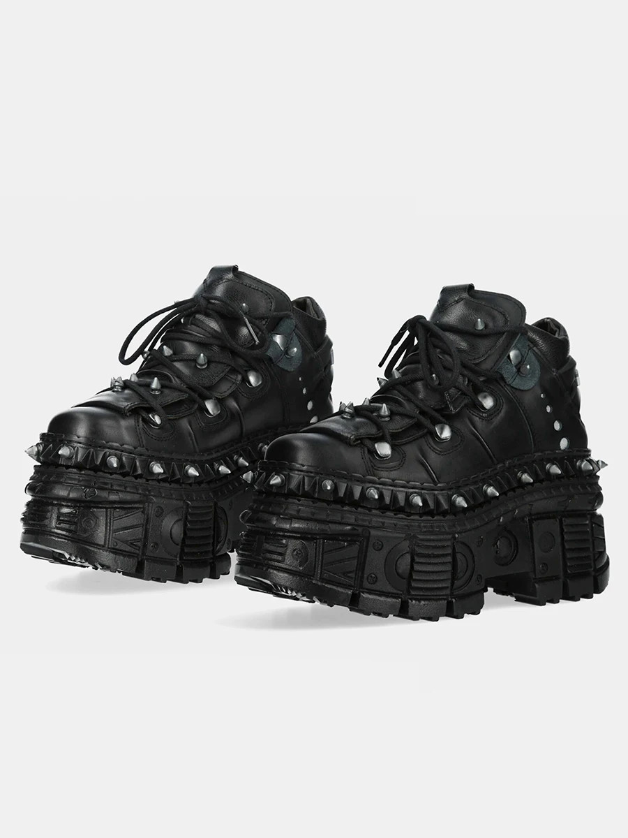 Punk Style Men’s Couple Heel Height Platform Shoes Gothic Ankle Rock Boots Black