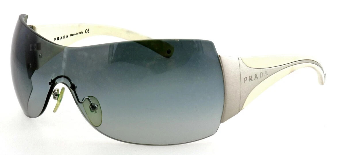 rare PRADA SPR04I 1BC-3M1 Ivory Gray Shield Wrap Sunglasses Italy
