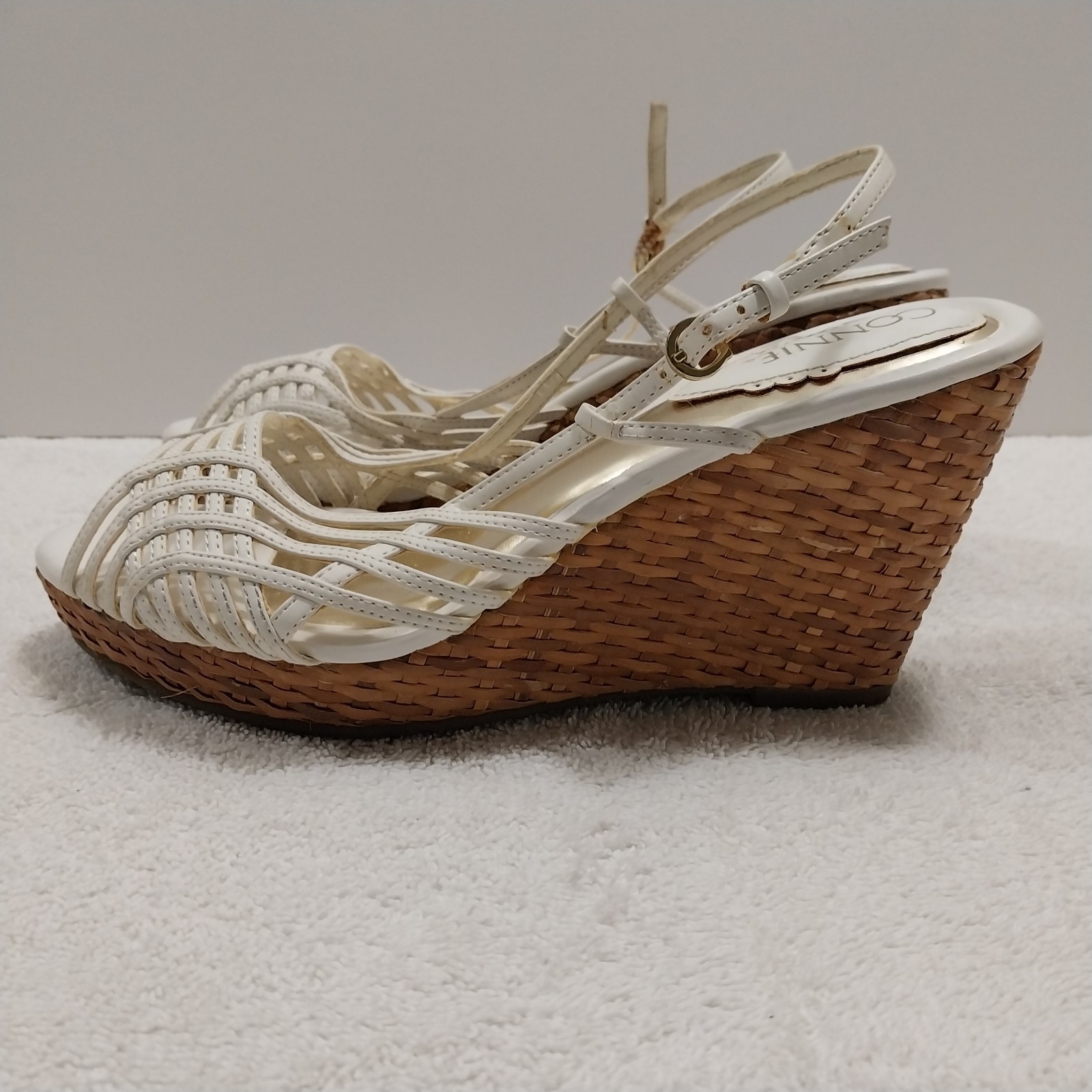 Vintage Connie Heels Size 8M White Straps #C002