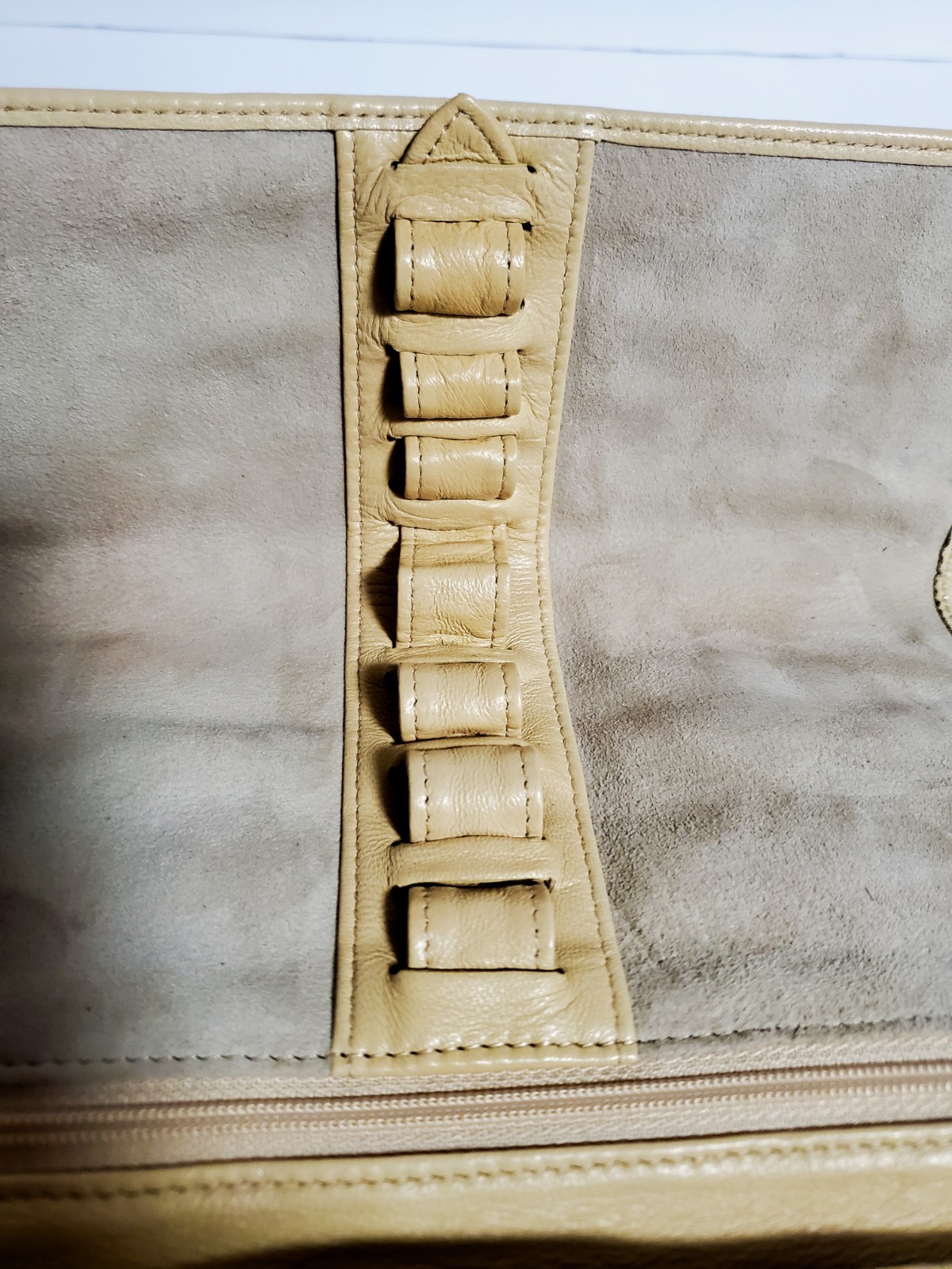 Penhaligon’s Nappa Leather Beige Leather Makeup Brush Holder Travel Pouch