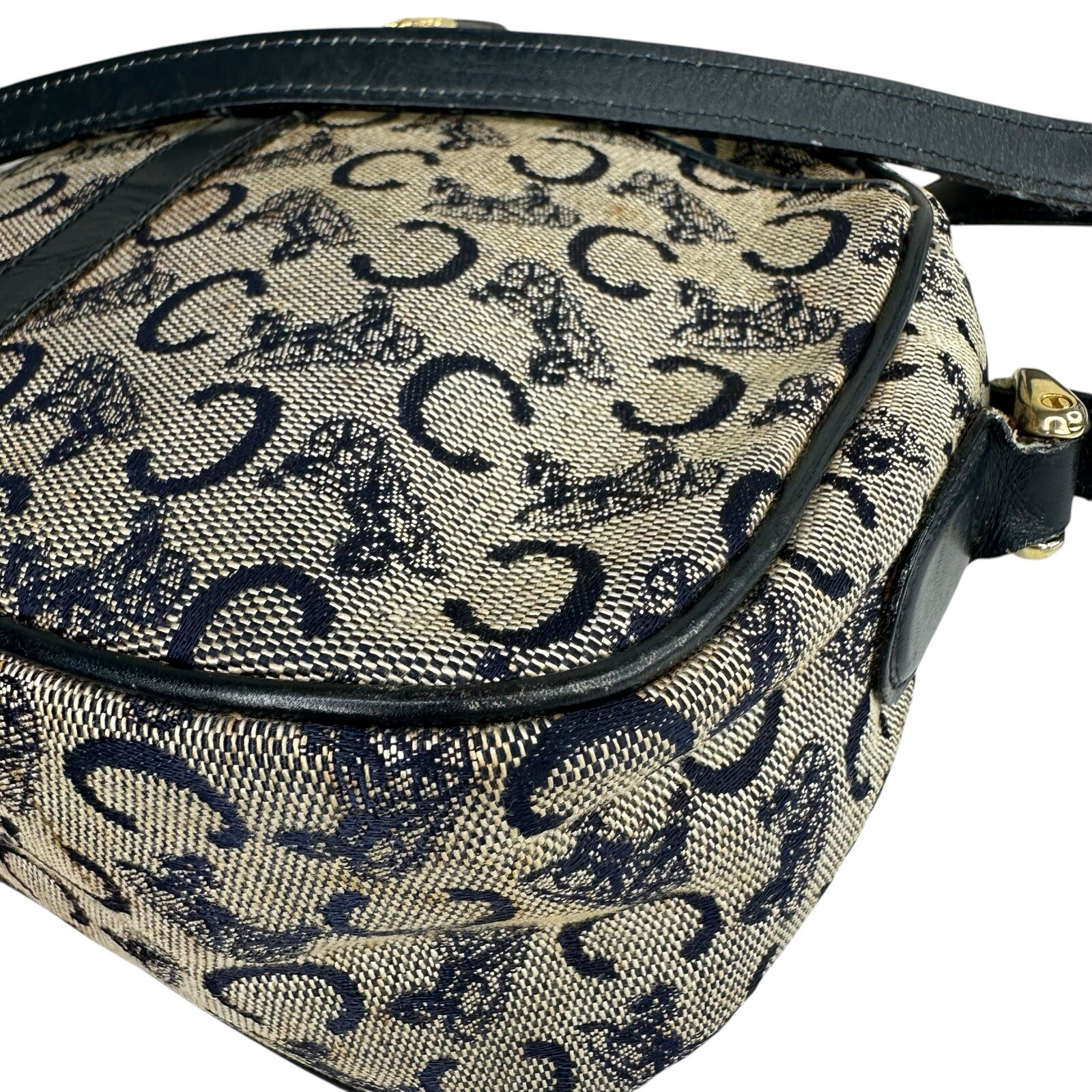 Celine Horse Carriage Hardware Monogram C Jacquard/Leather Shoulder Bag Blue