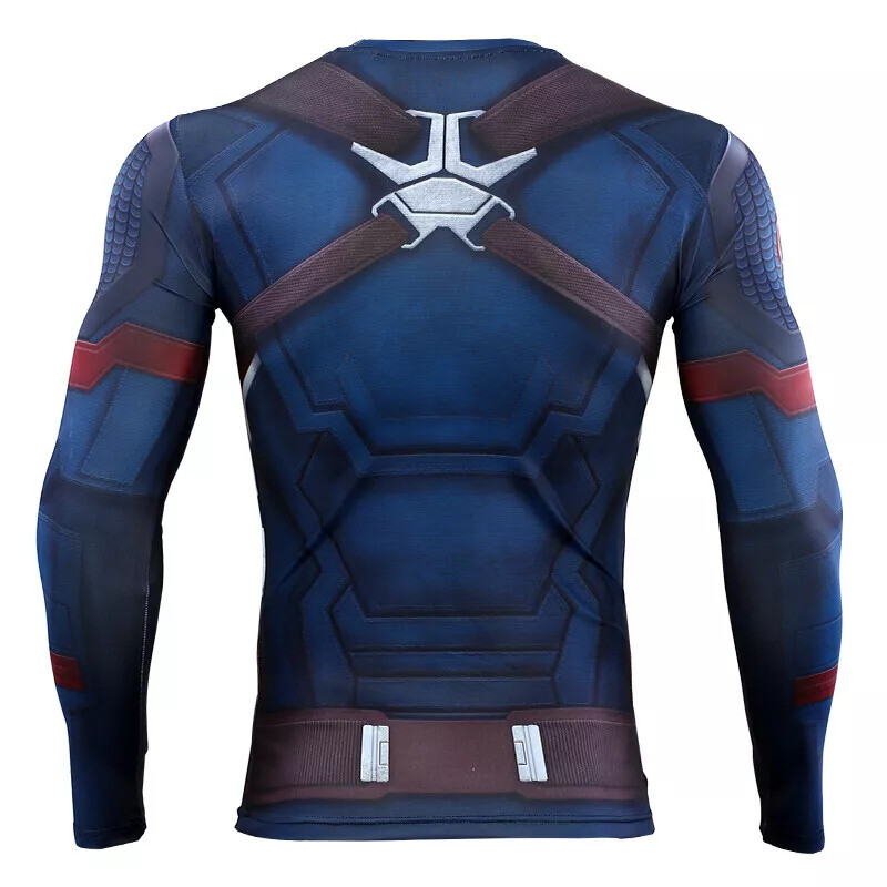 Avengers: Endgame Captain America Long Sleeve Cosplay Tops Tee Casual Costume