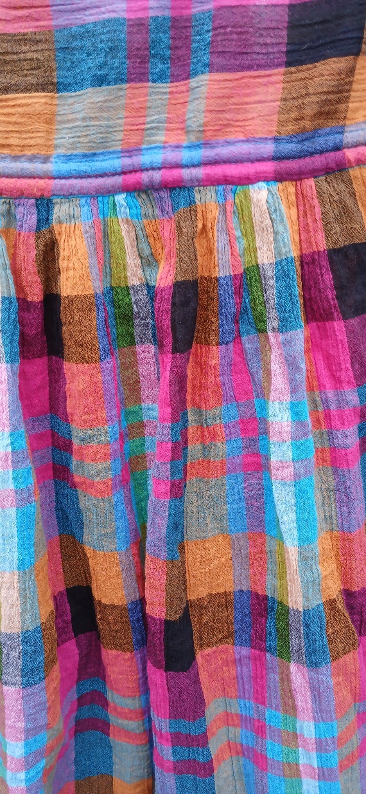 Maeve Anthropologie Multicolor Plaid Check Top Size S Ruched Drawstring Sleeve