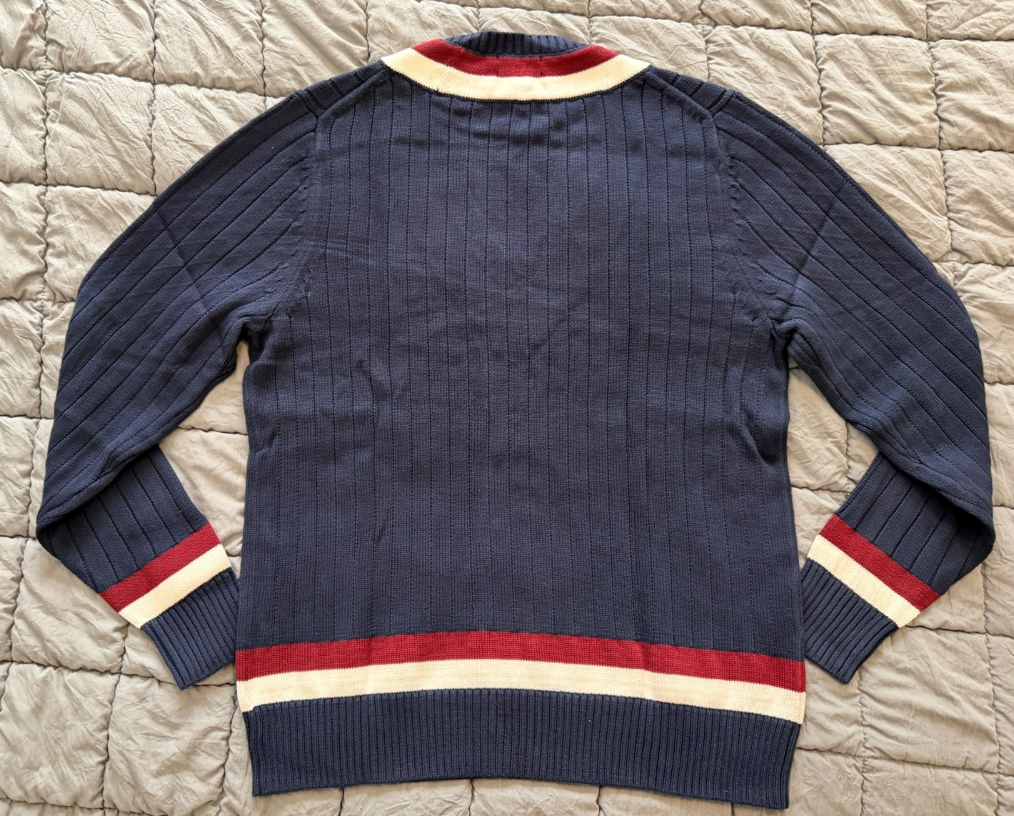 Brooks Brothers navy 100% combed cotton classic tennis sweater L mens NEW