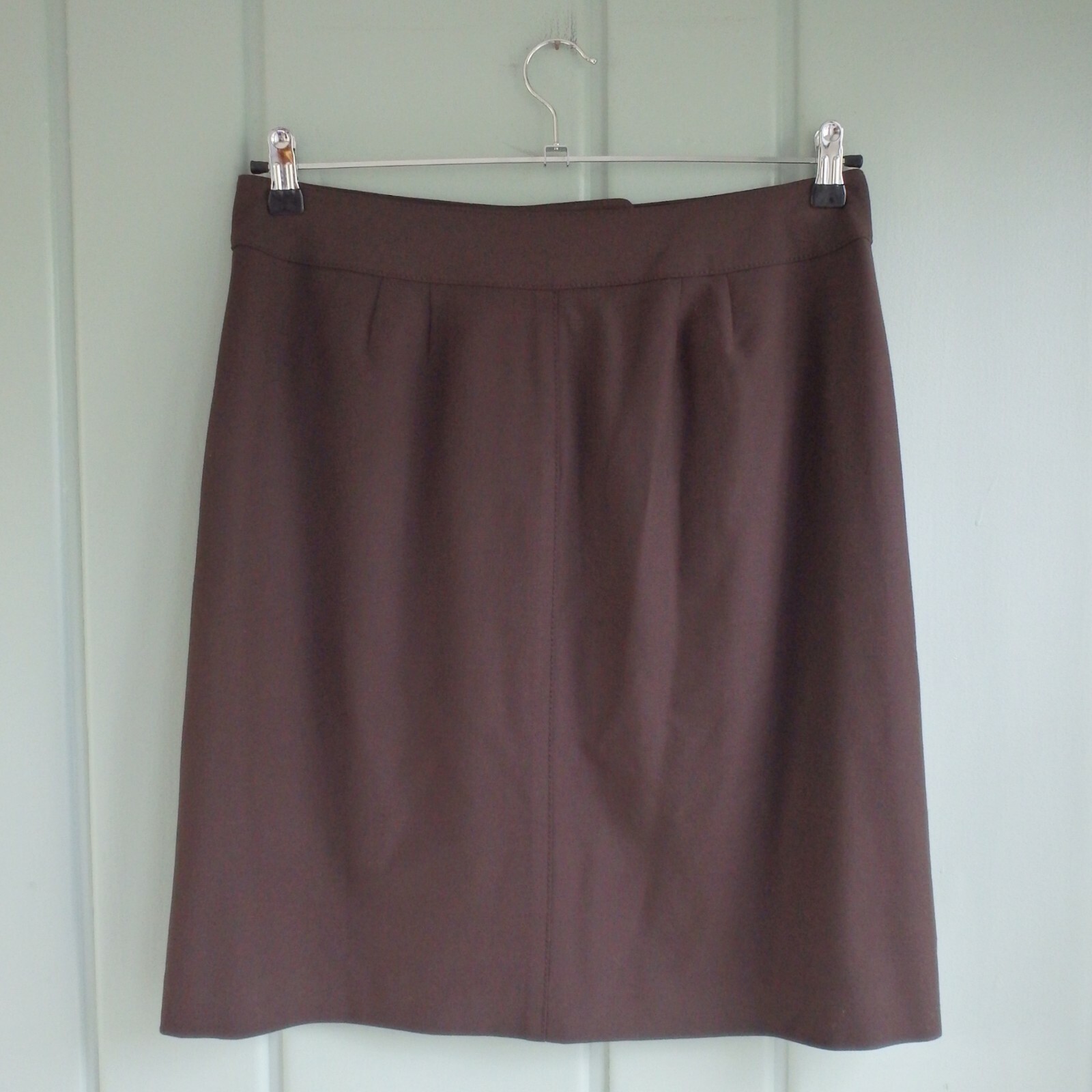 Ann Taylor Womens 8 M Brown Button A-line Skirt Stretch Career Work Pockets
