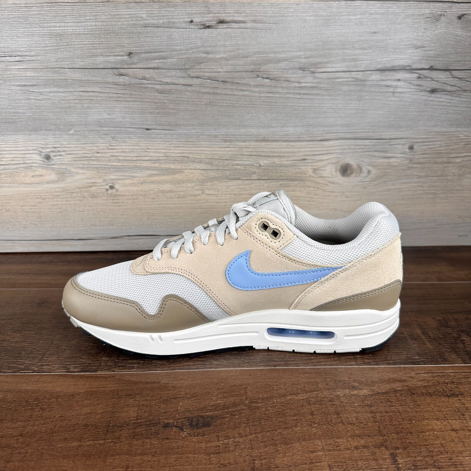 Nike Air Max 1 Mens Size 9 Light Bone Sanddrift Khaki Psychic Blue FZ5808 009