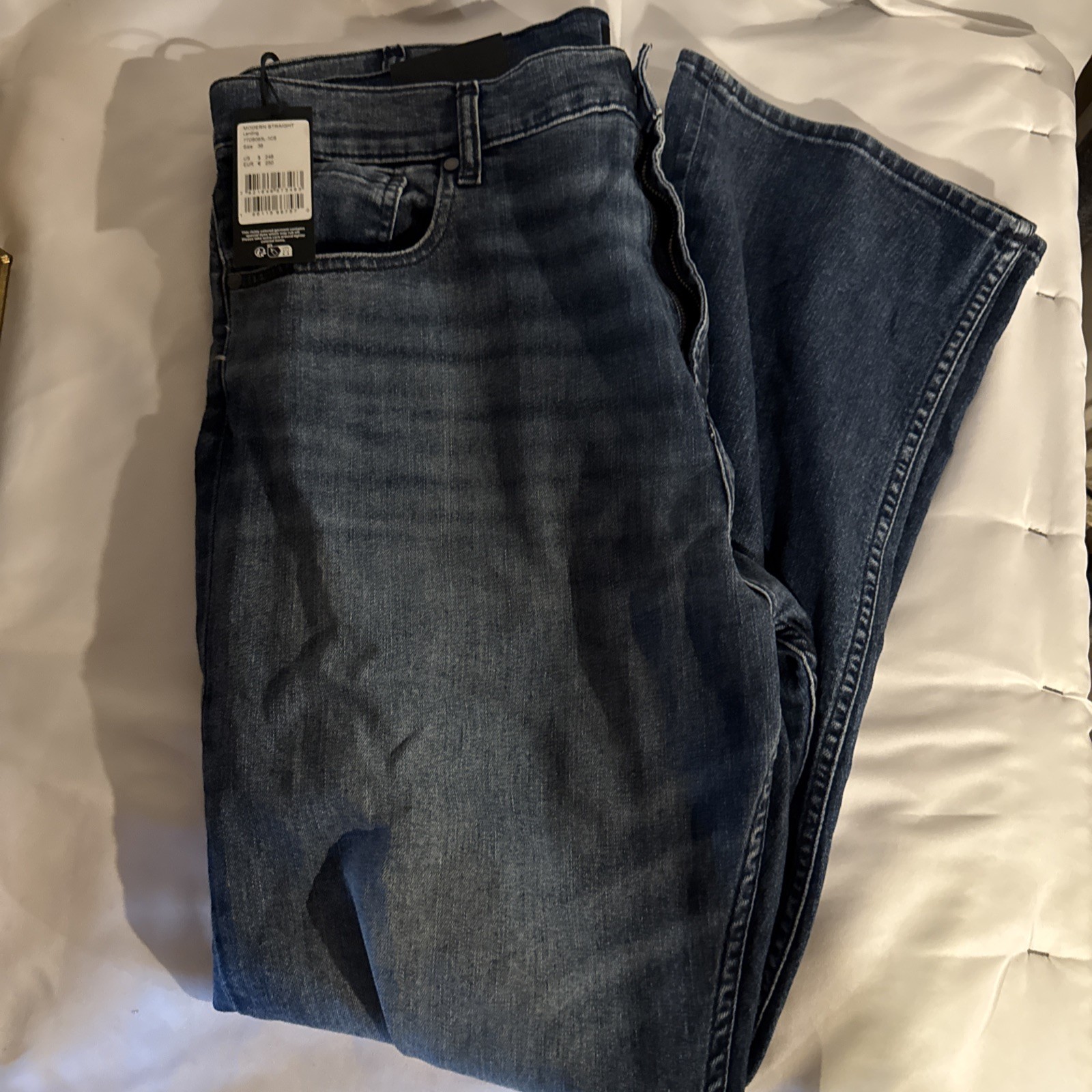 7 For All Mankind Modern Straight Jeans Mens 38 Denim Blue Landing 7TD8083L-1C5