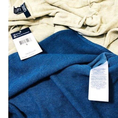 New Chaps Womens Blue Ombre Hooded Knit Pullover Kangaroo Pocket Hoodie Sz S