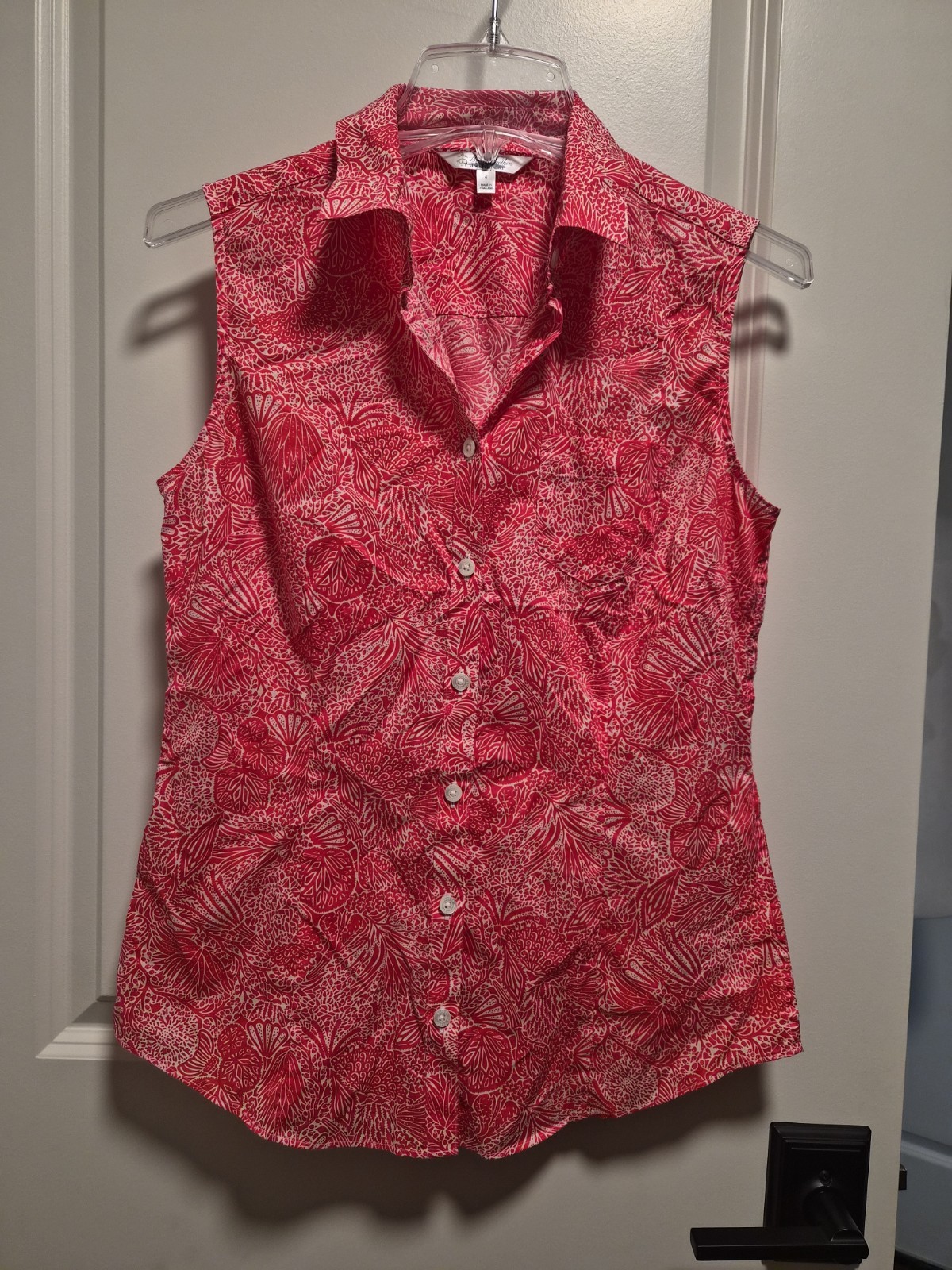 Brooks Brothers x Liberty Fabric Coral Pink Floral Cotton Sleeveless Blouse Sz 4