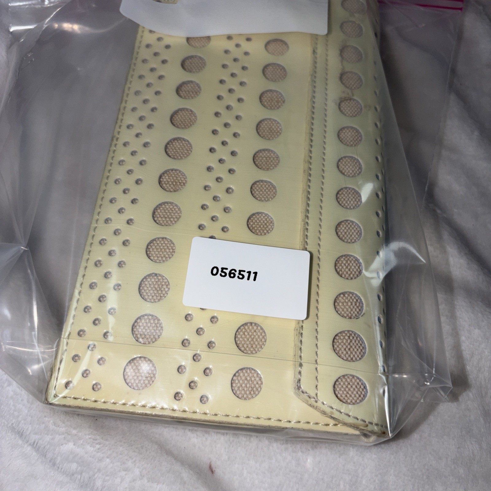 Spartina 449 Large Genuine Patent Leather Cream Clutch No Strap Normal Aging