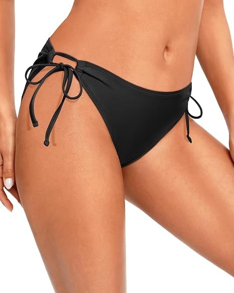 (M) Mid Rise Swim Bathing Suit Bottoms | Adjustable Side Tie Bikini Briefs