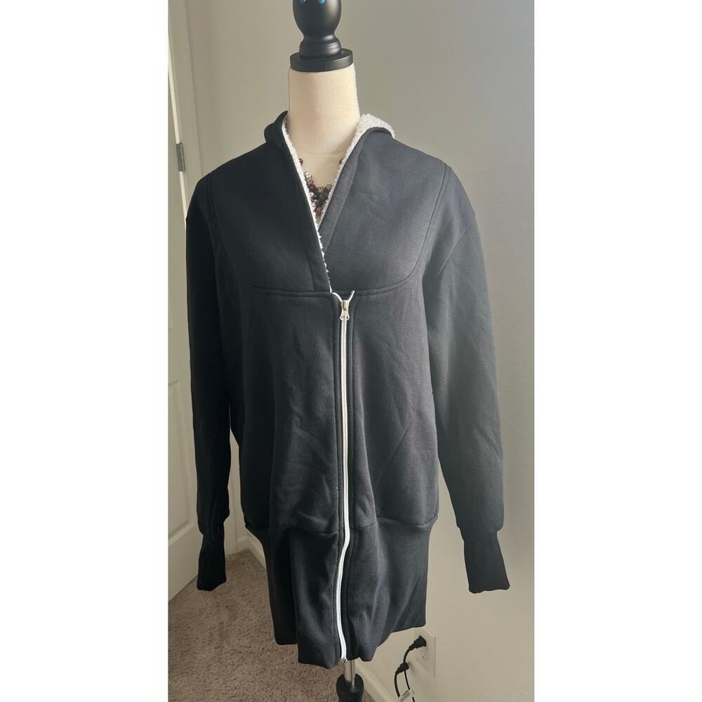 Juicy Trendz Black Double Zip Fleece Casual Hoodie Sweatshirt Jacket Coat Sz XL