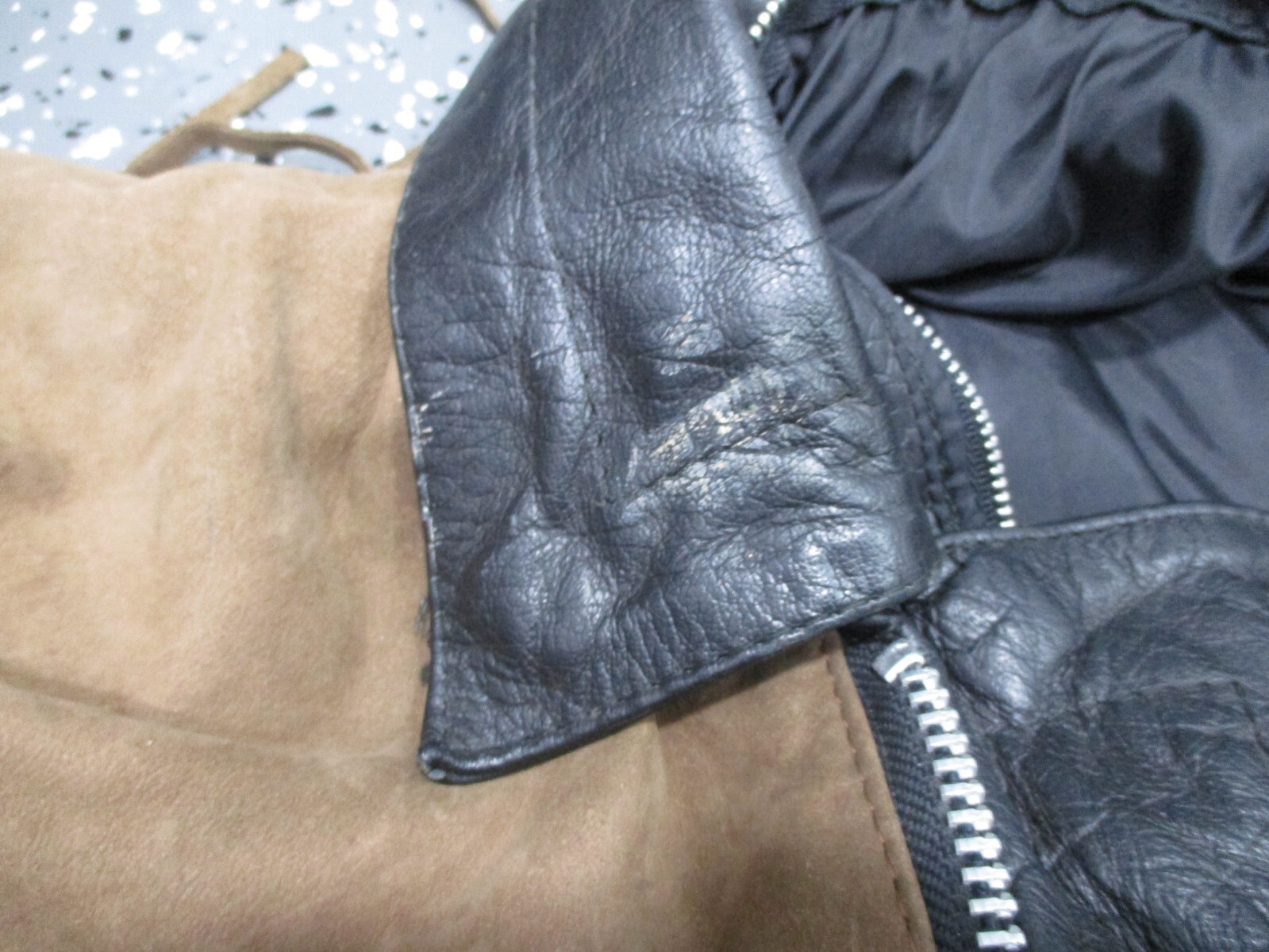 Distressed Fringe Leather Jacket FMC! Black Size Small/Medium Biker Men / Women