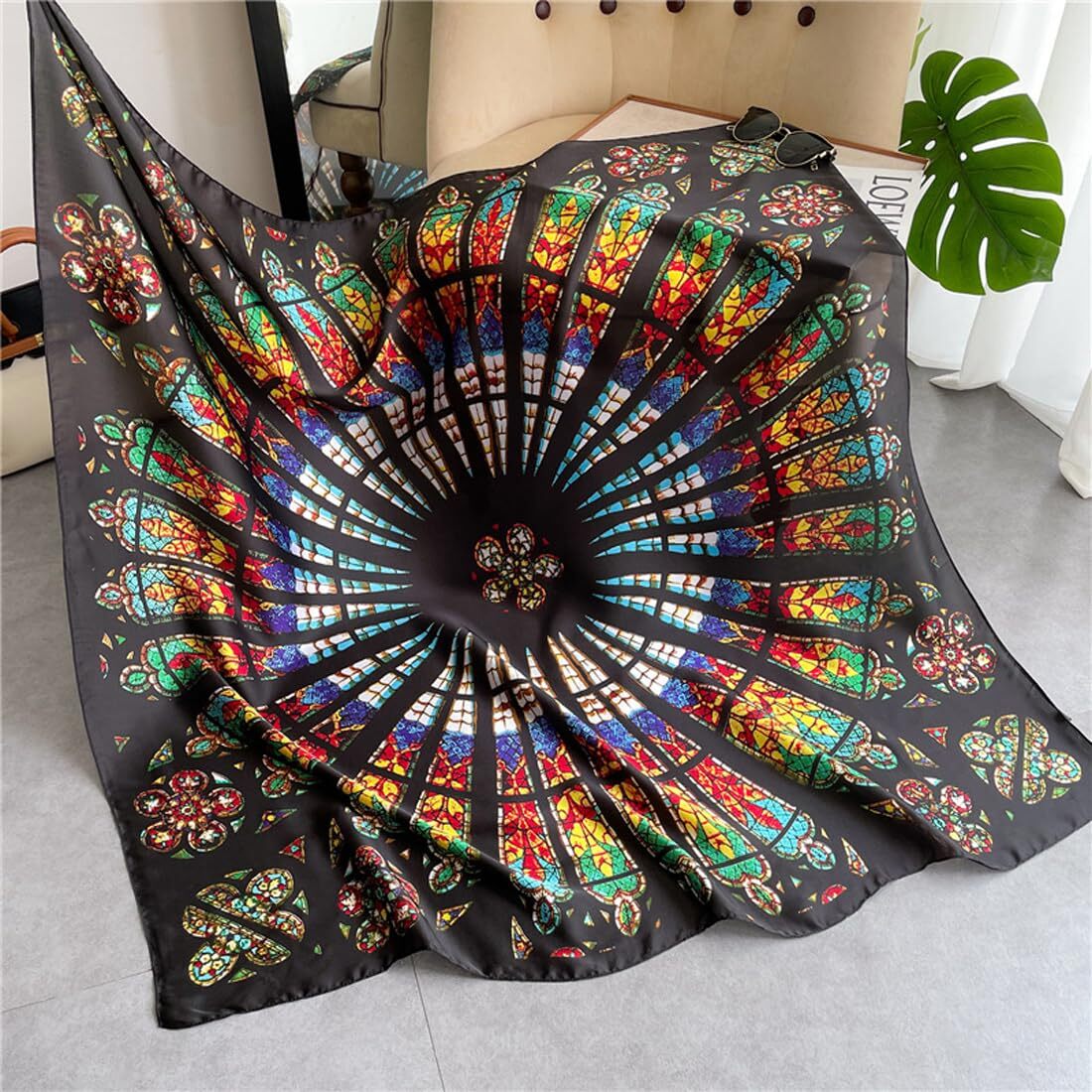 XL 43 Inch Extra Large Square Scarf Fashion Scarves Silk Feeling Hair Scarf W…