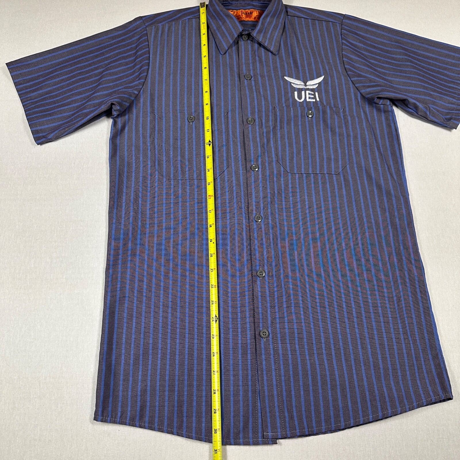 Red Kap UEI Men’s Work Shirt Short Sleeve Industrial Stripe Button Front