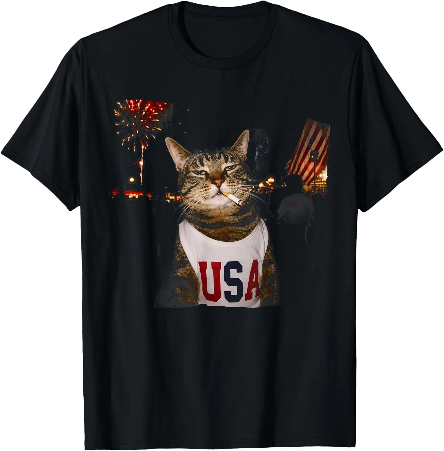 Cat Make Me Happy T-Shirt Unisex Funny Cartoon Dog Lover Graphic Tee