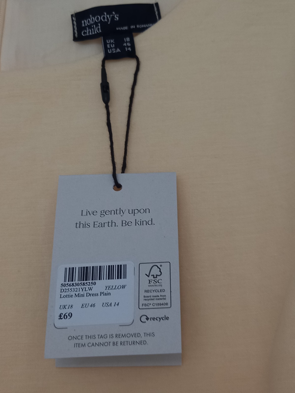 Nobody’s Child lemon dress size 18 RRP £69.00