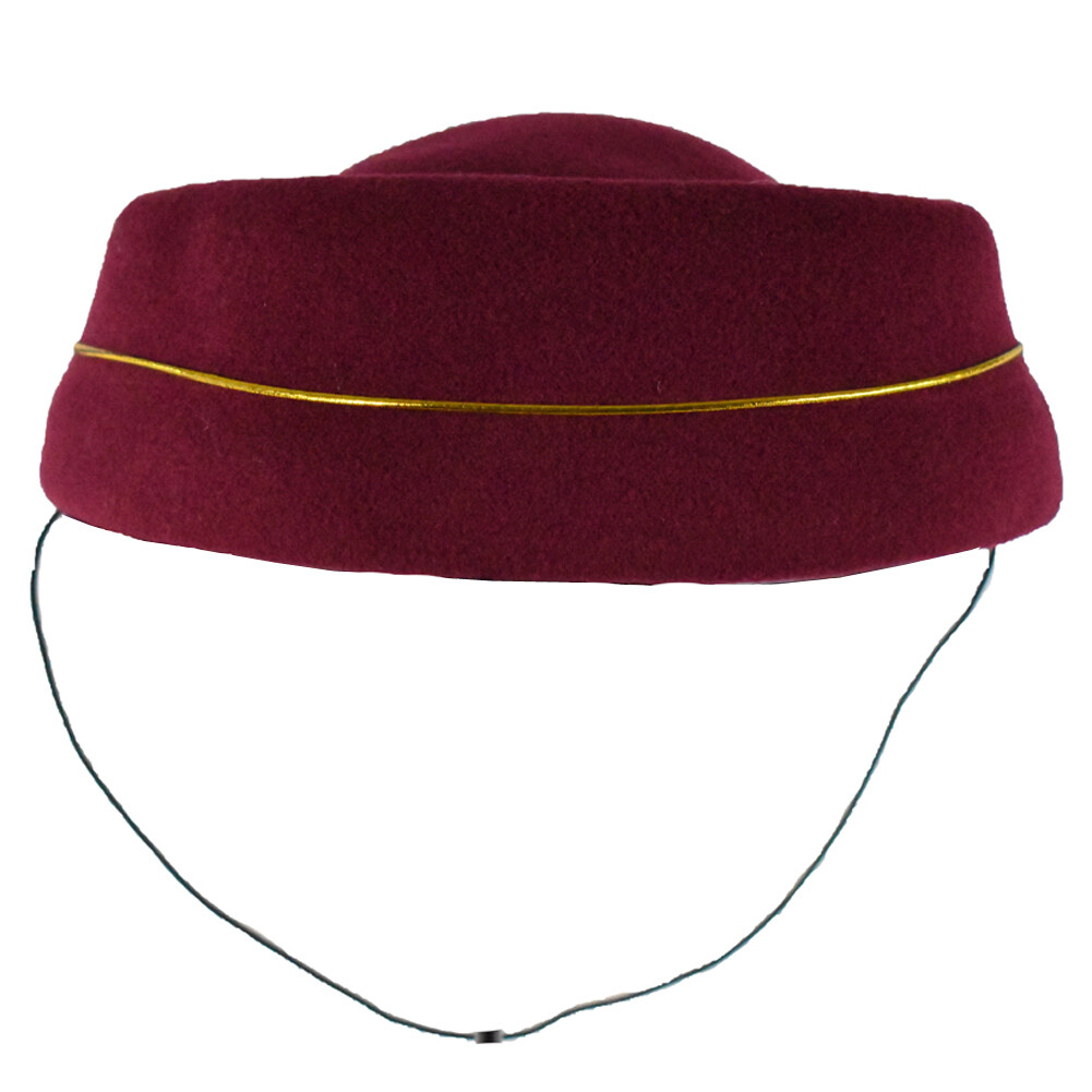Airline Stewardess Flight Attendant Air Hostess Vintage Looking Hat Wine Red