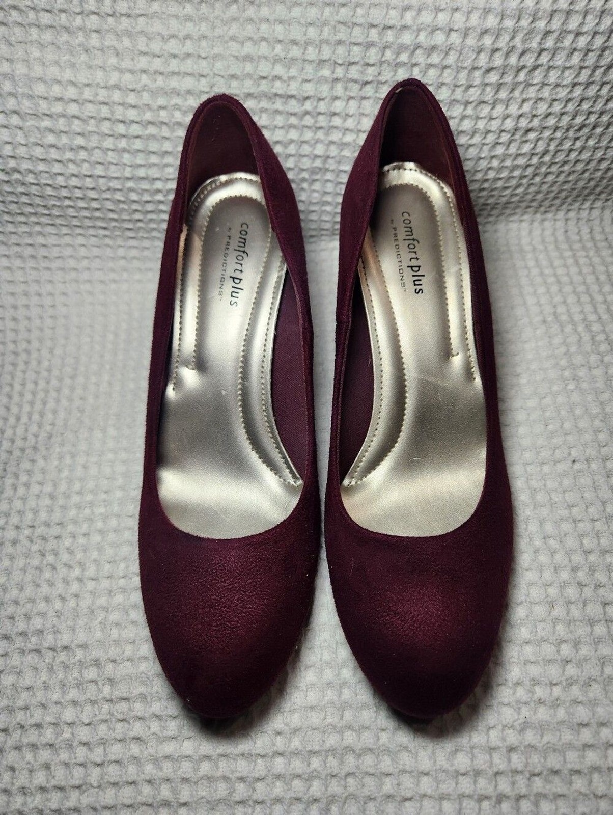 Predictions Women’s Burgundy Suede Round-Toe Heels Comfort Plus Sizr 9