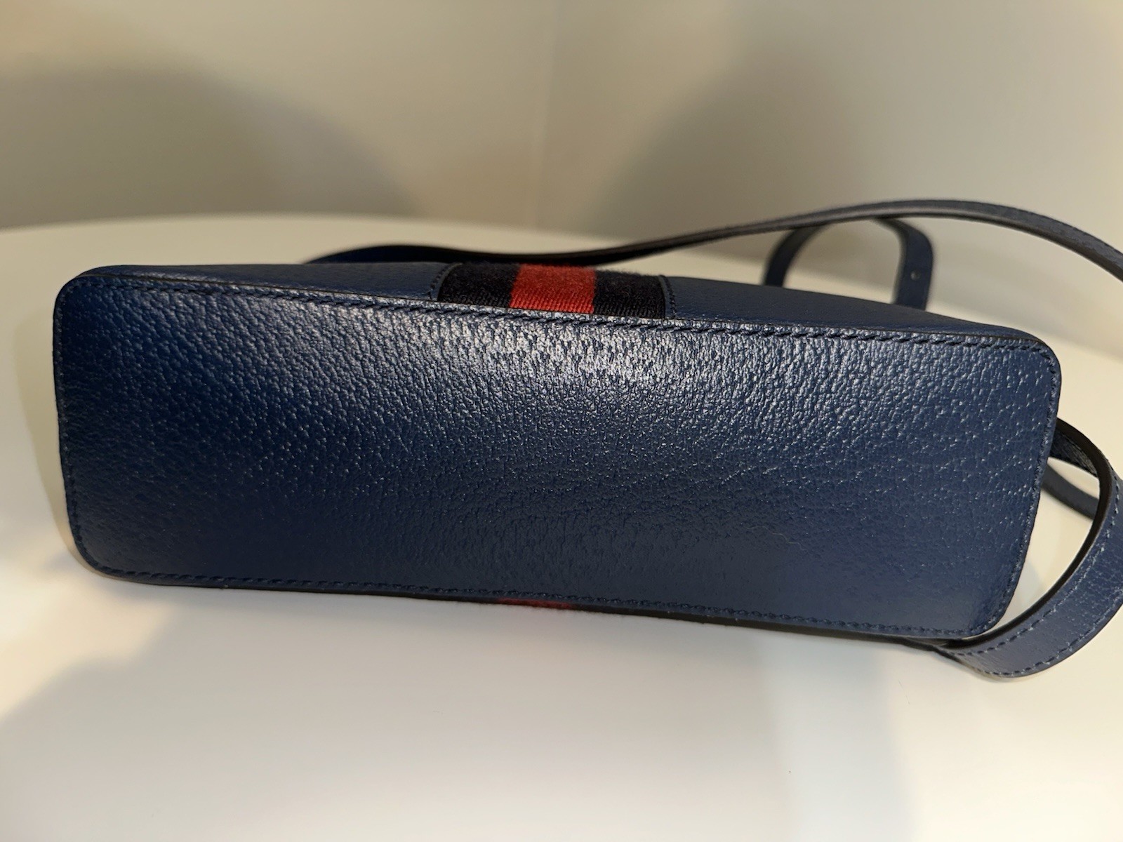 Gucci Ophidia Small Dome Crossbody Bag Navy Blue Grained Leather Authentic