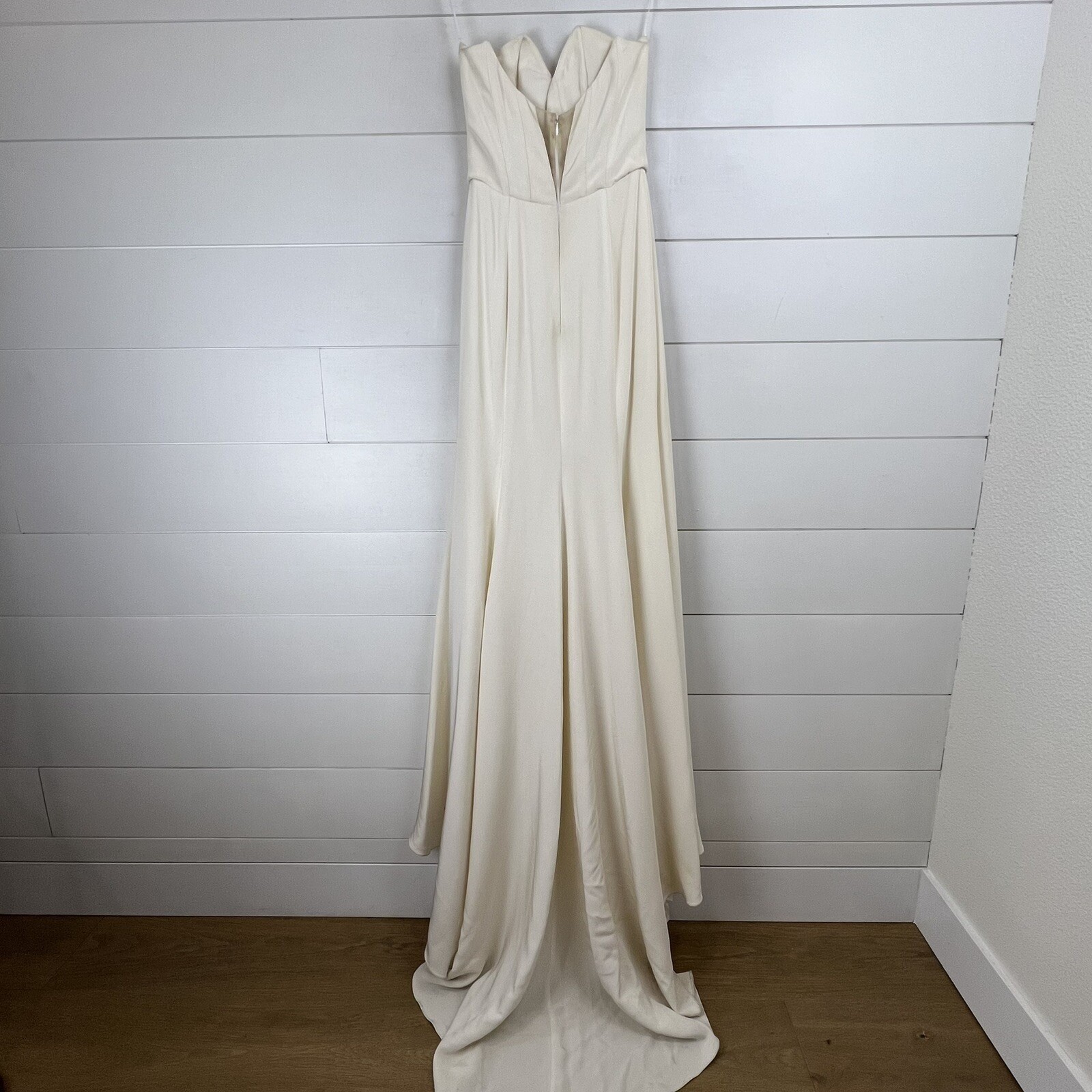 KATHERINE TASH Wedding Gown Women Strapless Deep V Mermaid Silk XS Luxury