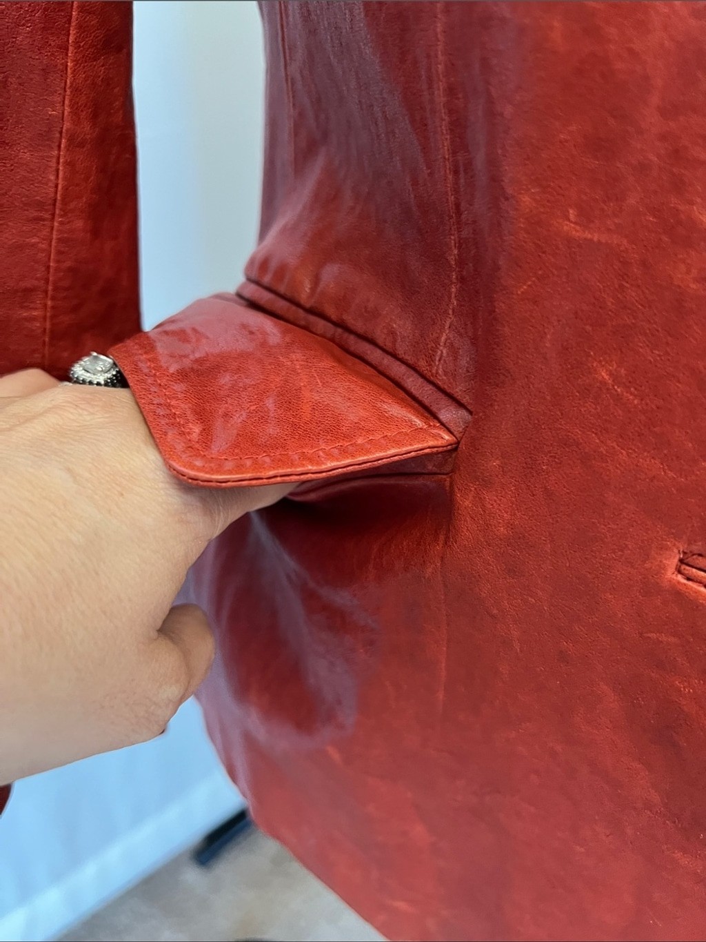 Elizabeth and James Red Leather Blazer Jacket