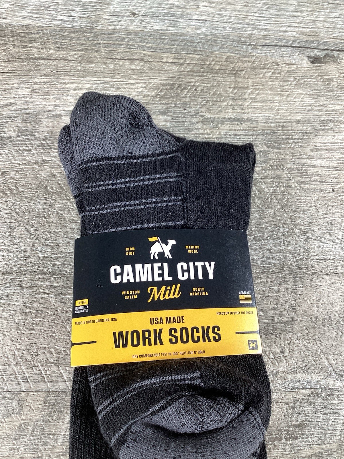 Camel City Mill USA Made Merino Wool Work Socks Set Of 3 BT-XL Black NWT