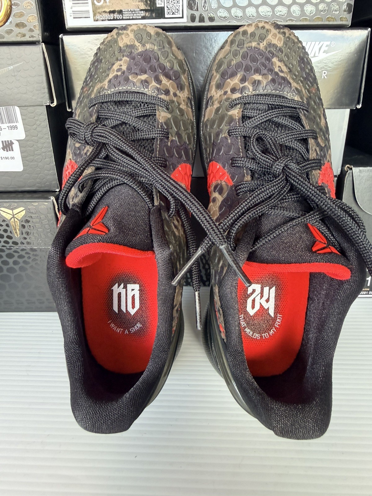 NEW DS Nike Kobe 6 GS Size 4.5Y/6W Protro Italian Camo HM4824-001 red grinch 5