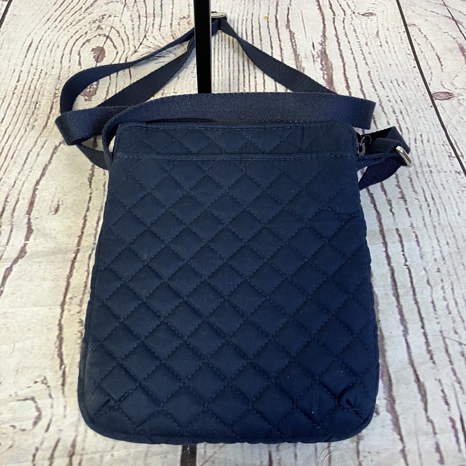 Vera Bradley Solid Diamond Stitched AIO Crossbody Performance Twill Navy Blue
