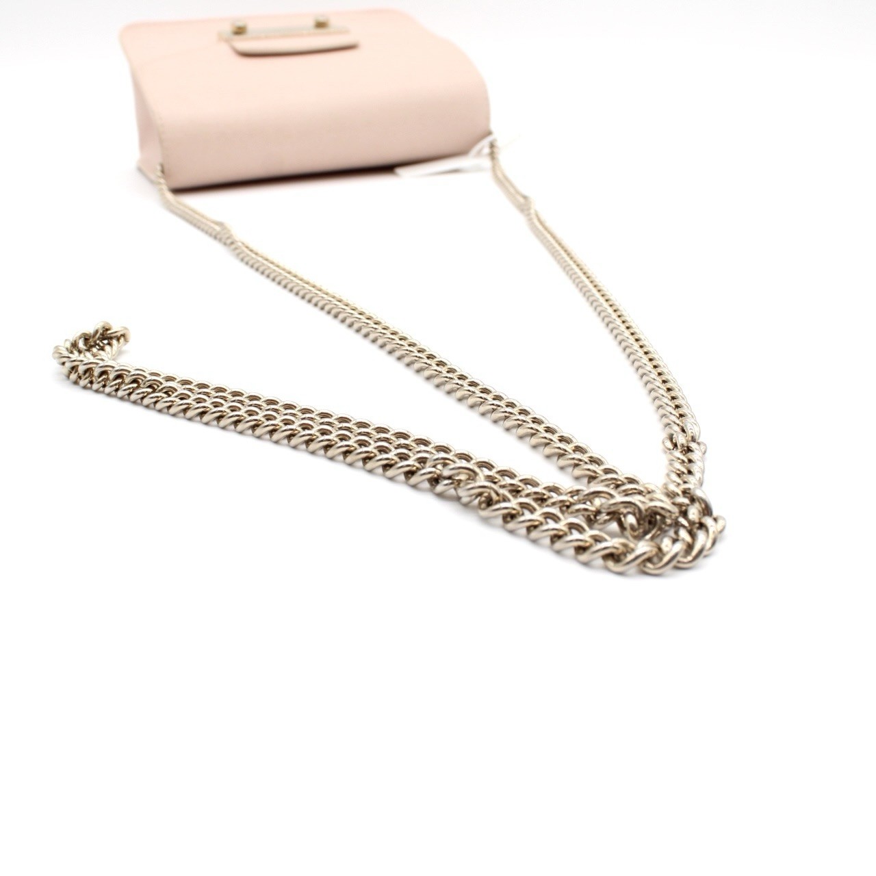 Leather Pink Beige Chain Shoulder Bag Crossbody Gold Hardware