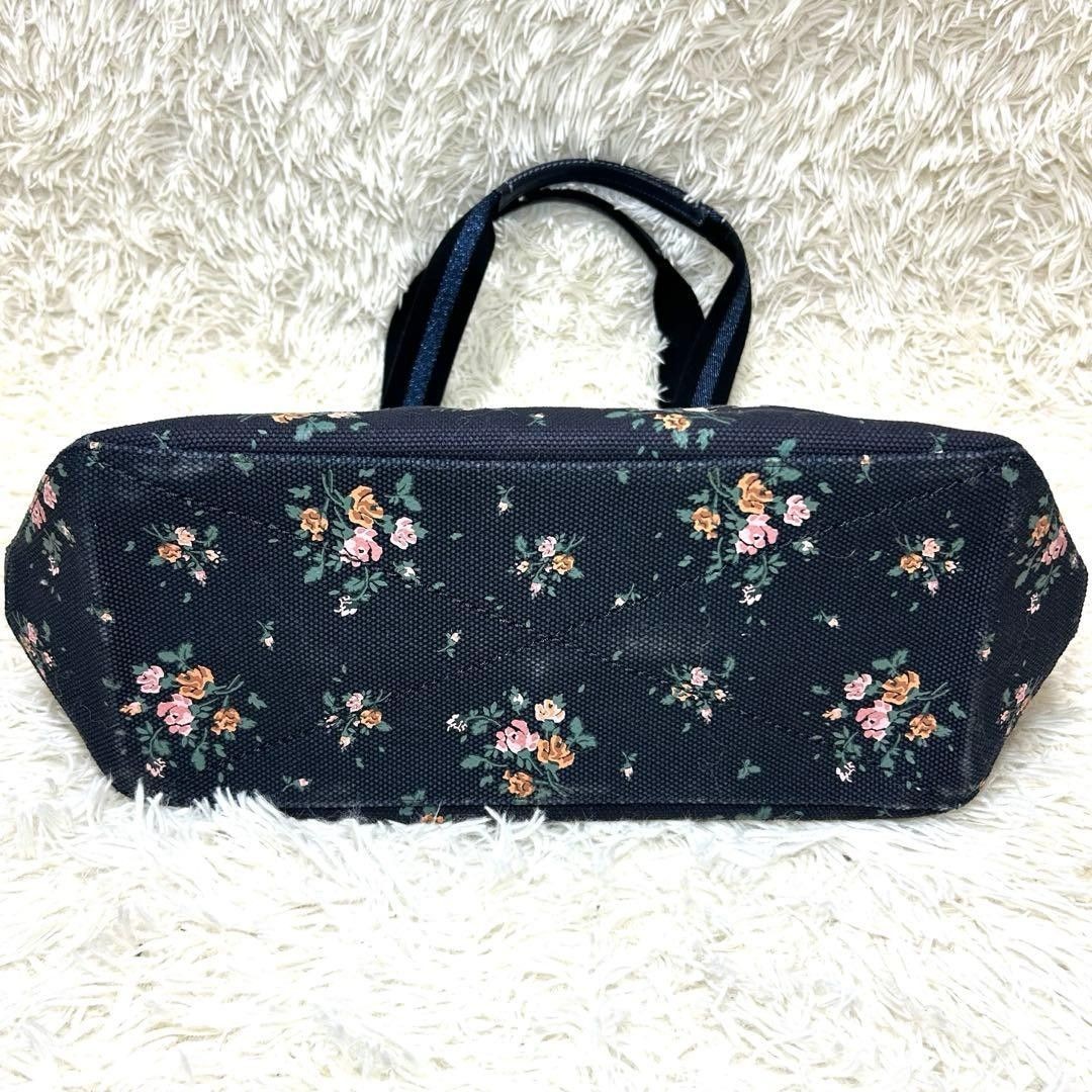 COACH Disney 91116 Tote Bag Navy Canvas with Multi Floral Print Large Capacity