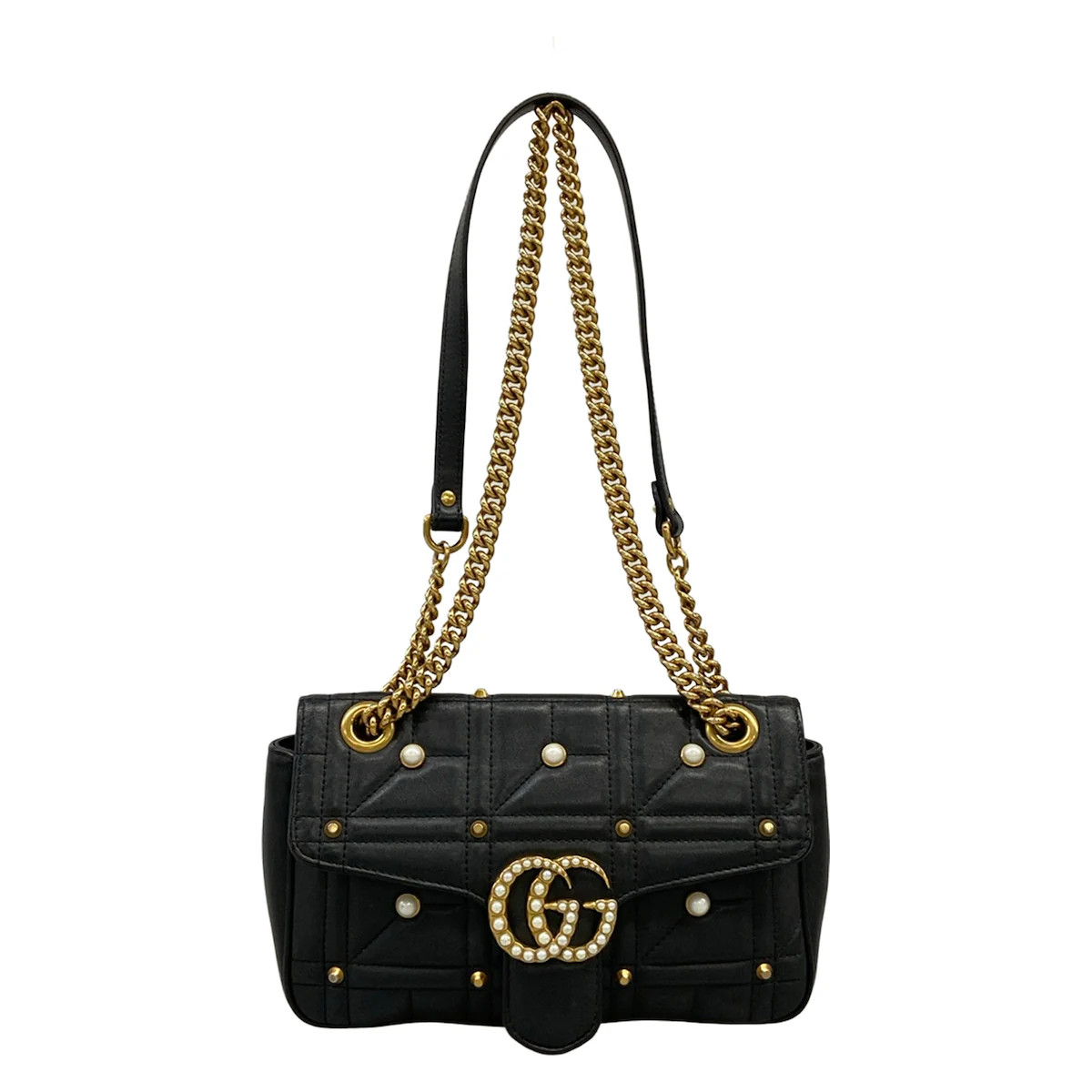 GUCCI GG Marmont Quilting Small Shoulder Bag 443497 Black Leather Shoulder Bag