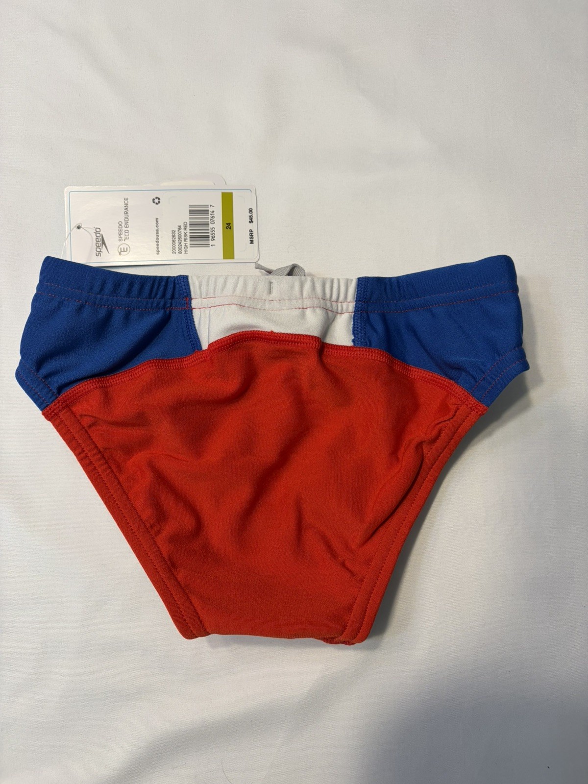 Speedo Vibe Men’s Dual Colorblock Brief Swimsuit Size 24 NWT Red White Blue 🔥