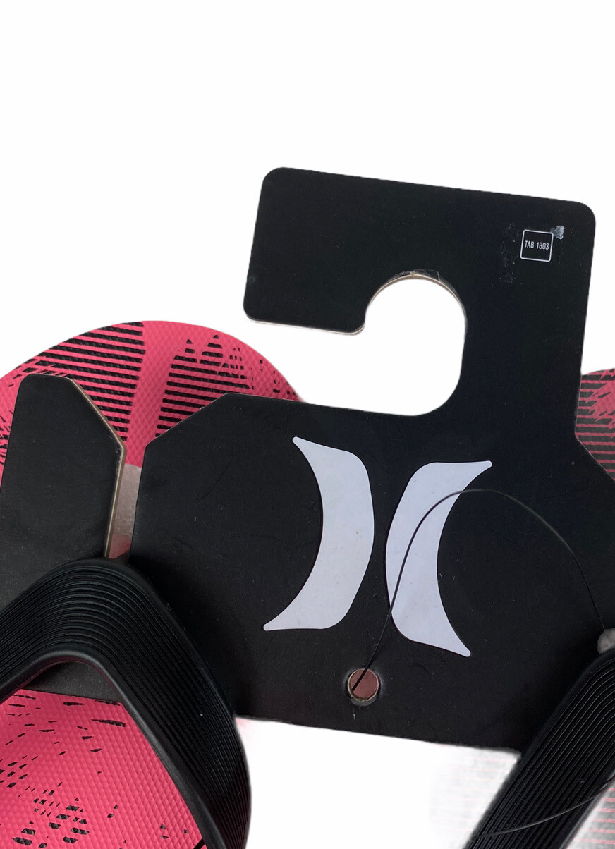 Hurley Tropical Palm Tree Mens Flip Flops Thong Sandals Pink Black HFS0005-691