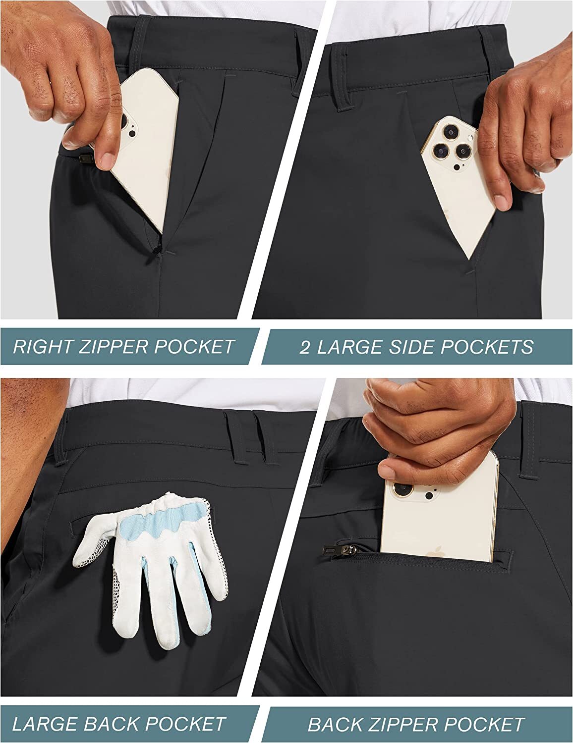 Men’s Golf Shorts Flat Front Lightweight Quick Dry Pockets Flex Dress 7” Pants