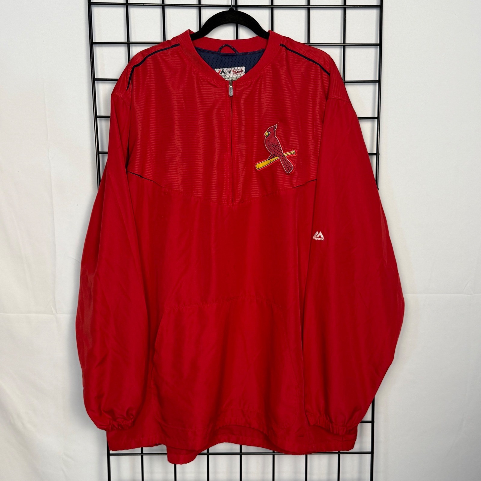 Majestic St. Louis Cardinals Windbreaker Mens 3XT Red MLB Quarter Zip Pullover