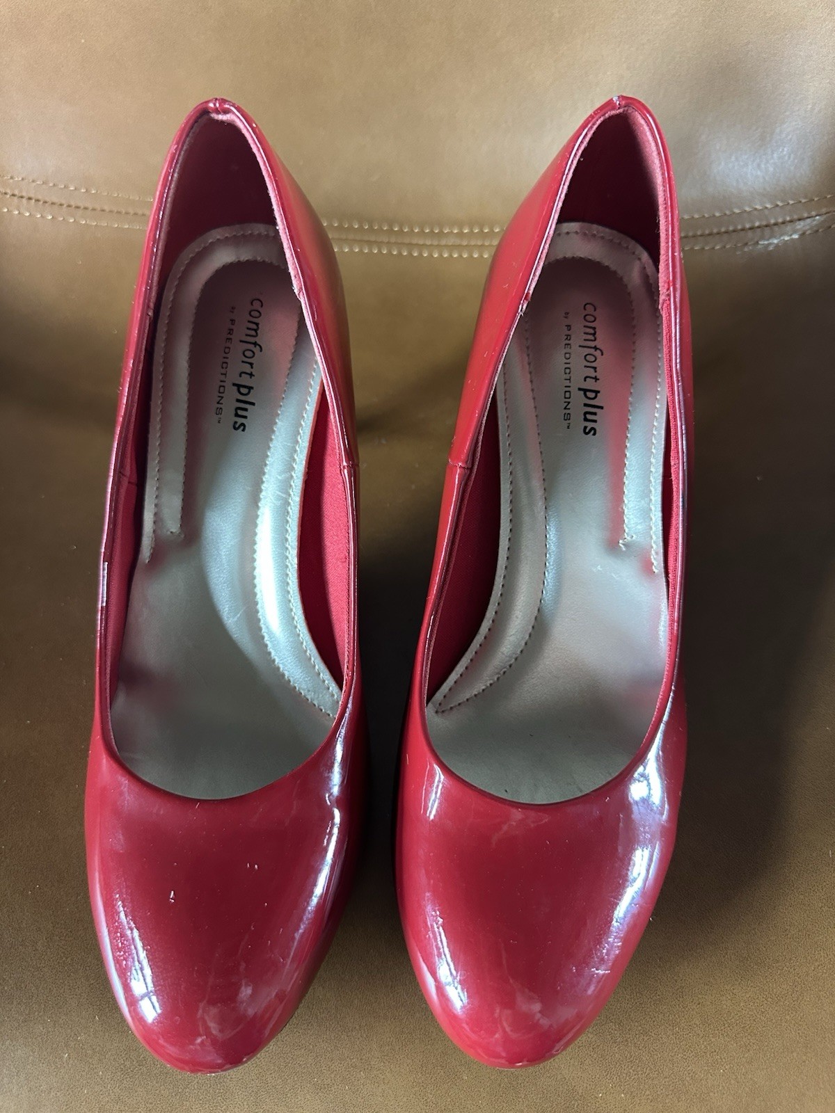 Comfort Plus By Predictions Red Patent Heels Pumps Women’s 8.5 3” Classic