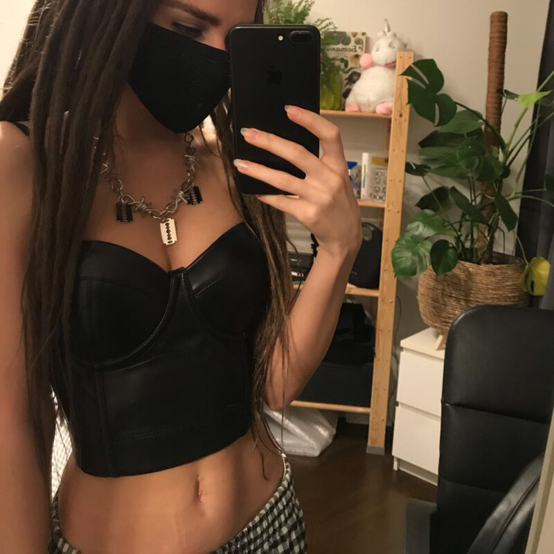 Women Gothic Black Boned Waist Trainer Corset Top Overbust Bustier Body Shapers