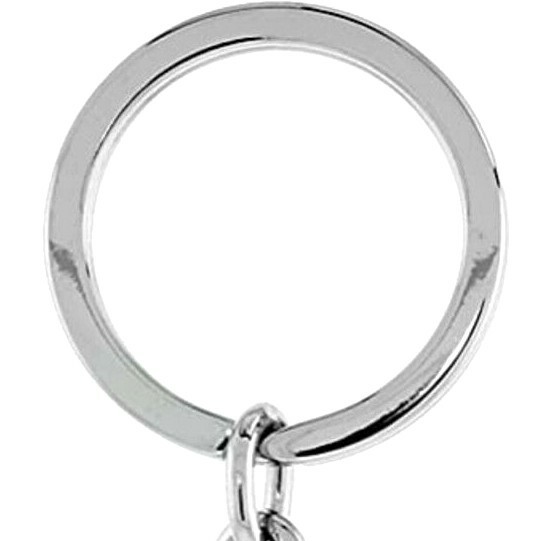 Beagle Dog Key Chain Crystal Key Ring White 4 inches Long 33mm Round