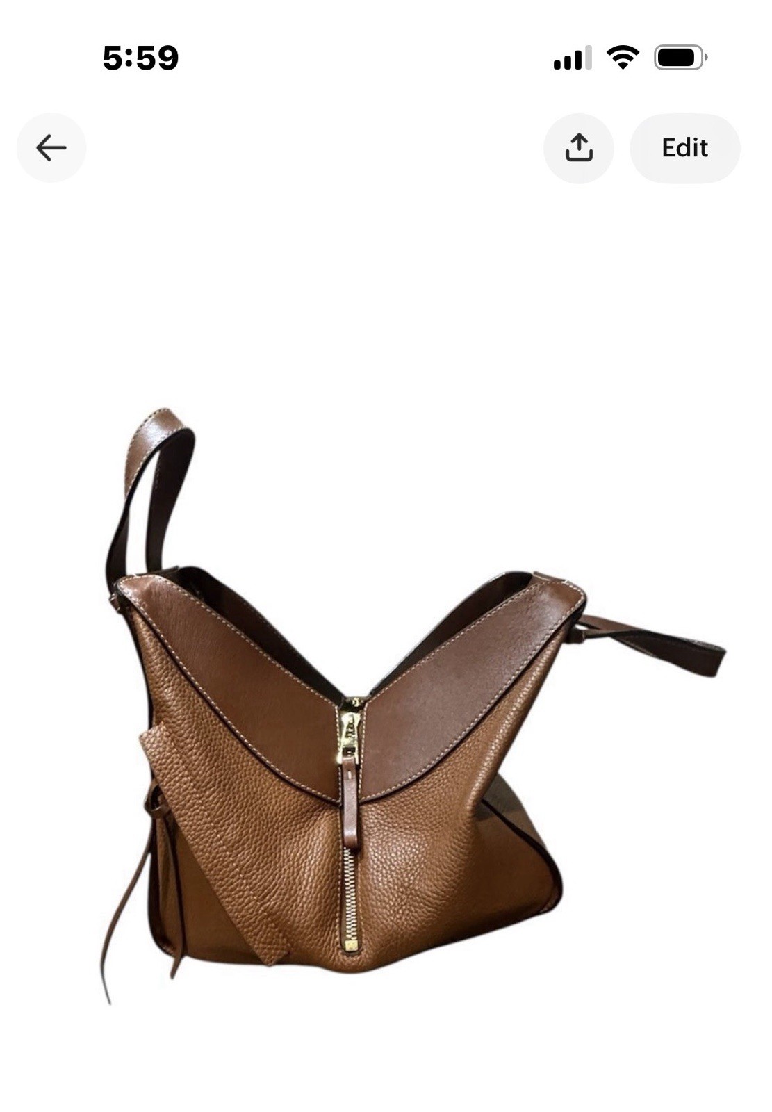 Loewe Two Tone Brown Mini Hammock Bag Auth Convertible 2way Carry