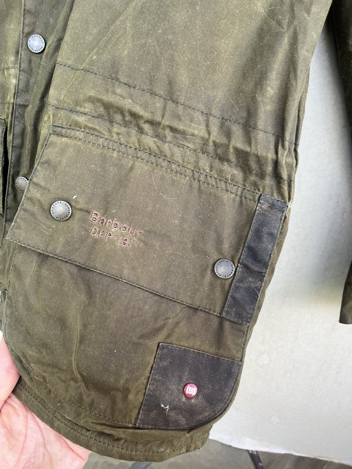 Barbour Dept B Solway Durham Wax Jacket Hooded Beeswax Men’s Olive – Small
