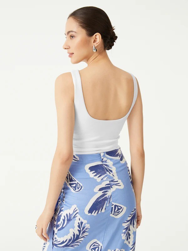 OGL 2Pcs Set Open Back Bra Tank & Side Ruched A-line Midi Skirt – Free SHIPPING!