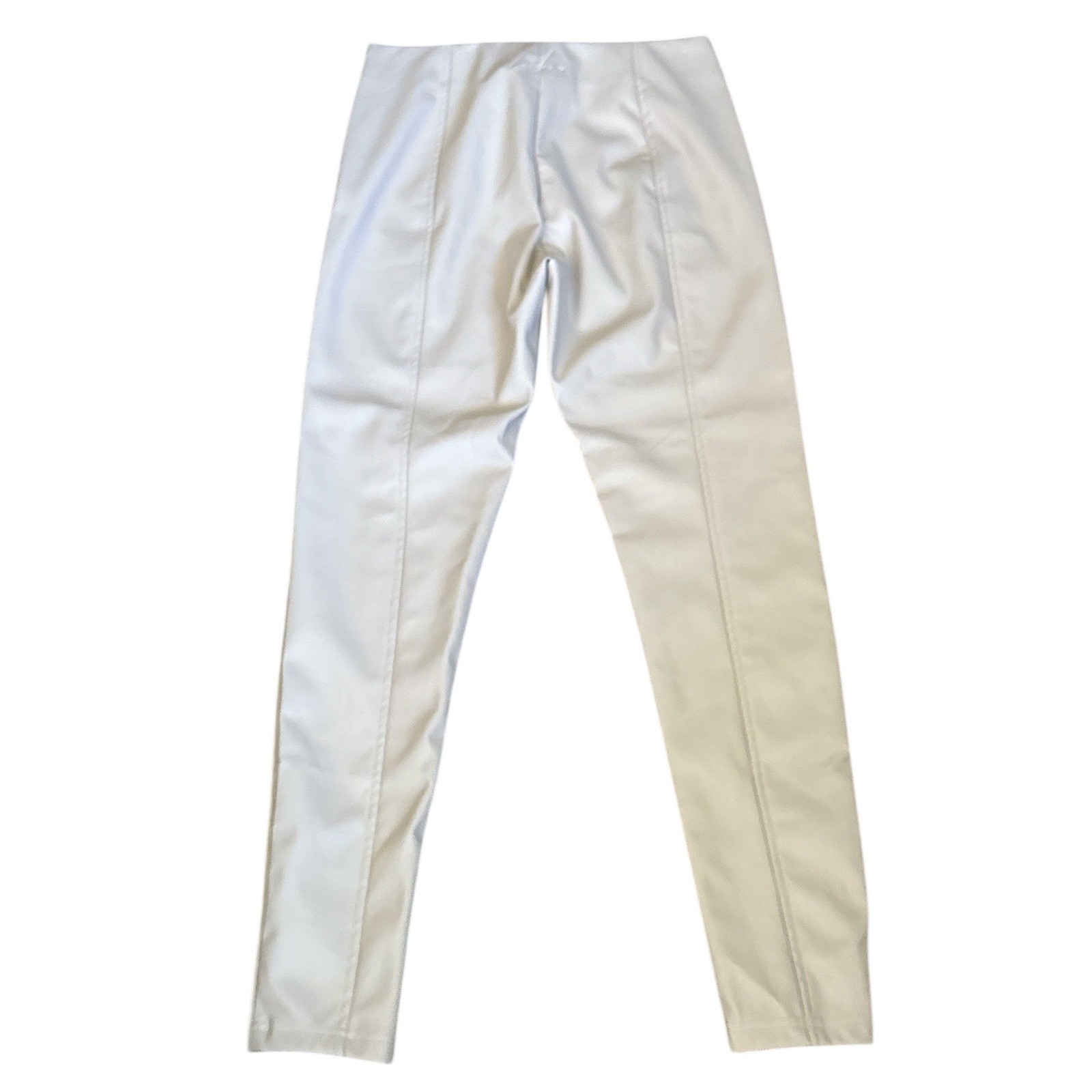 The Couture Club Leather Look High Rise Side Zip Leggings in Bone, Small, Chic