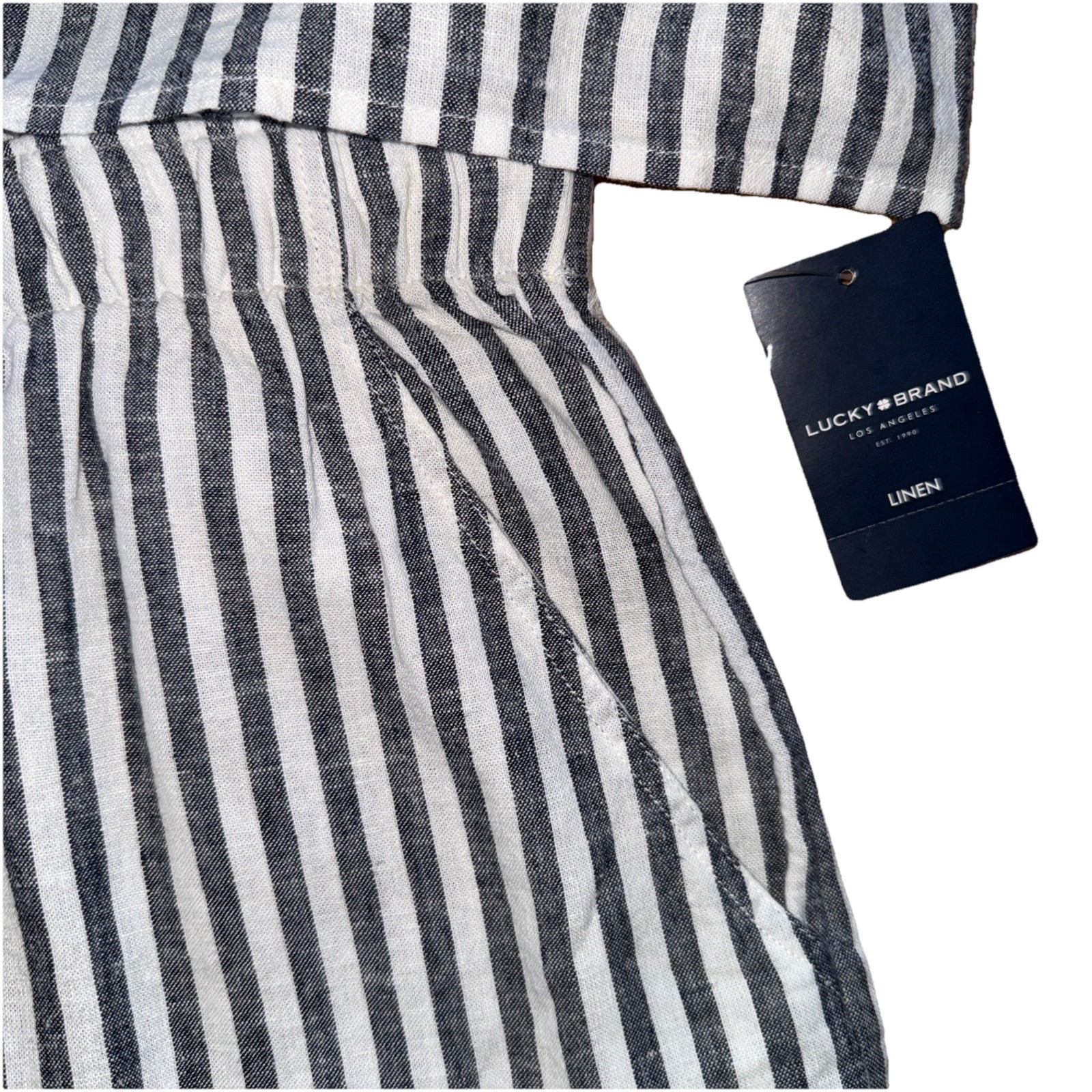 Lucky Brand Linen Blend 2-pc Drawstring Shorts & Adjustable Strap Top Size L NWT