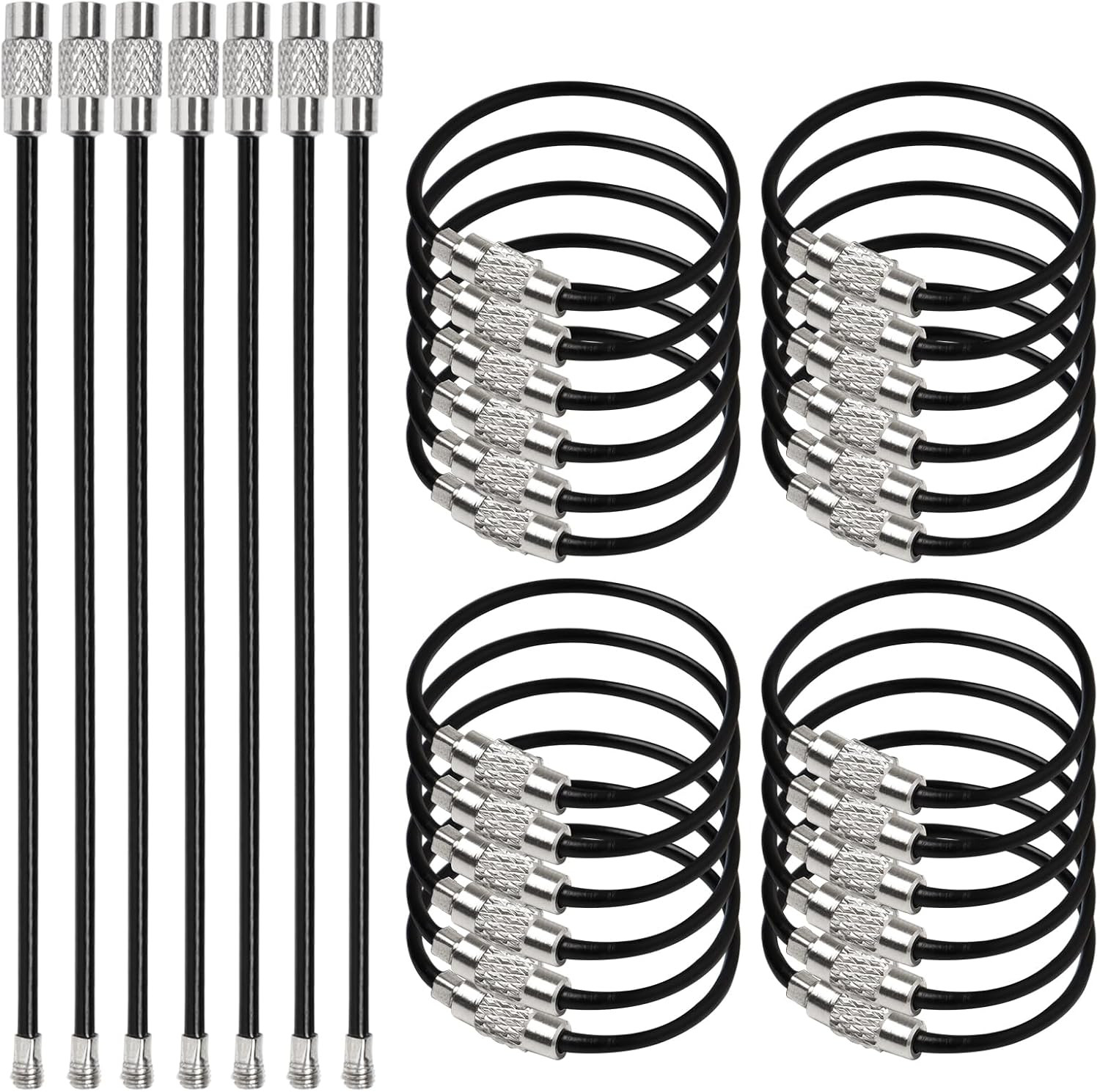 4 Inch Wire Keychain Cable 50 Pieces 2Mm Stainless Steel Key Rings Loop Holder f