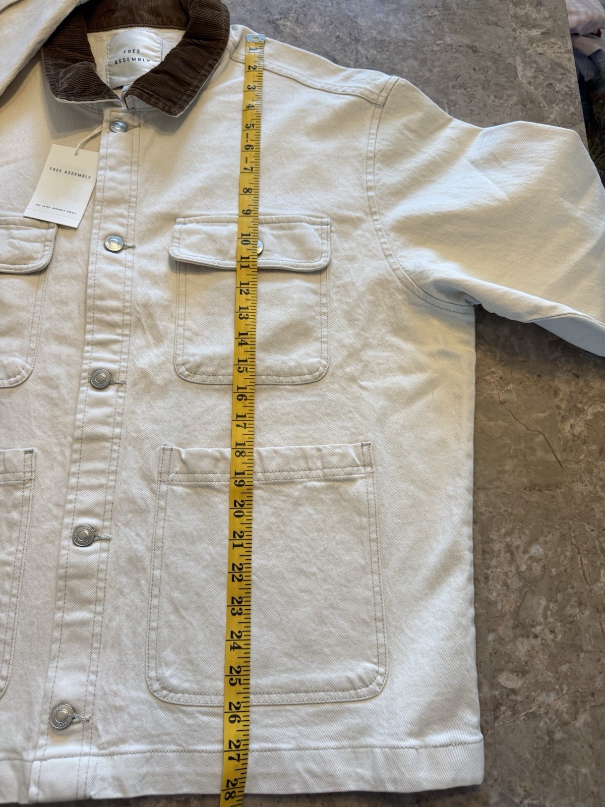 Free Assembly Men’s Canvas Barn Jacket Corduroy Collar Chore Coat Cream XL NWT