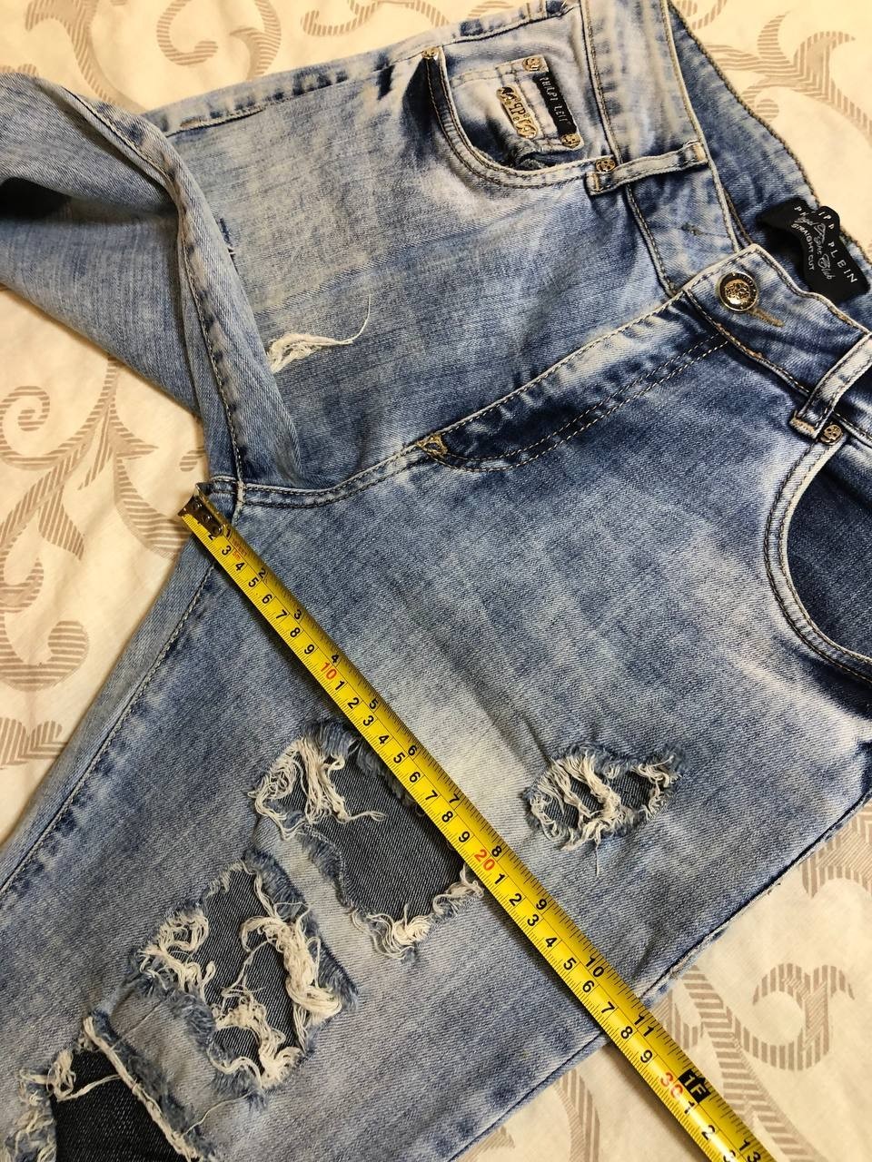 Philipp Plein Jeans 27 Straight Cut Distressed Ripped