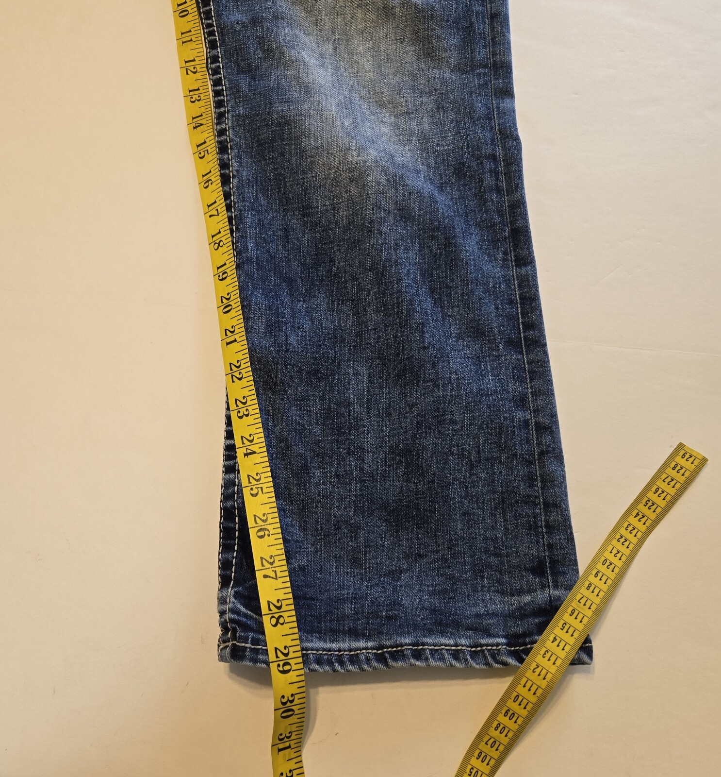 BKE Derek Jeans Men 34×29** Blue Denim Straight Leg Cowboy Thick Stitch