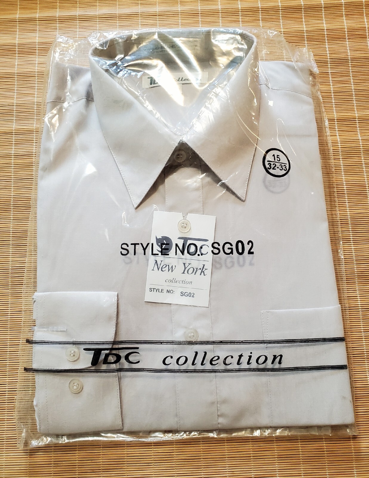 TDC Collection Mens Dress Shirt 15 32-33 GrayWhite